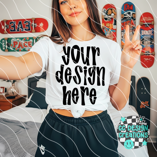 White Tee Skater Peace MOCK