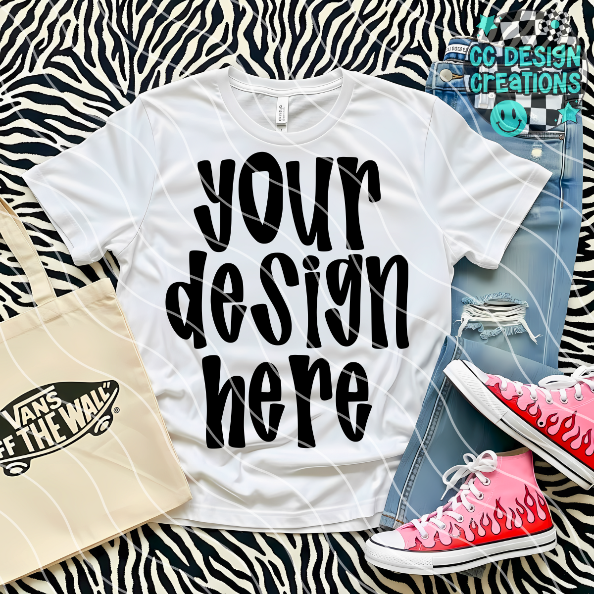 White Tee Zebra MOCK