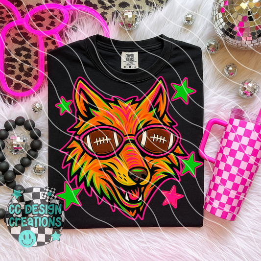 Wolf Neon Mascot PNG Digital Download