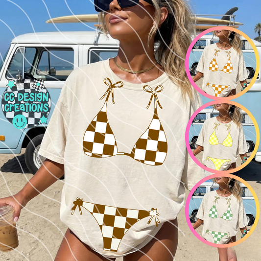 SUMMER BIKINI BROWN CHECK BUNDLE PNG Digital Download