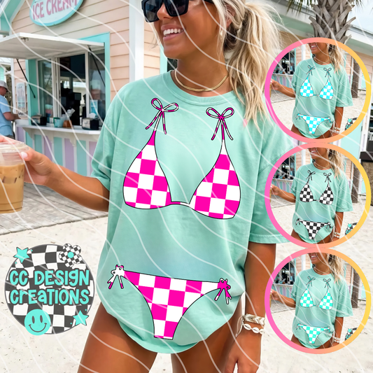 SUMMER BIKINI CHECKERED BUNDLE PNG DIGITAL DOWNLOAD