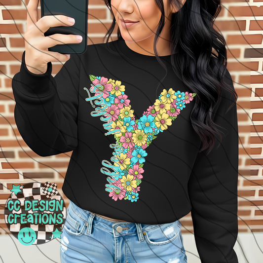 Yellow Jackets Floral Mascot PNG Digital Download