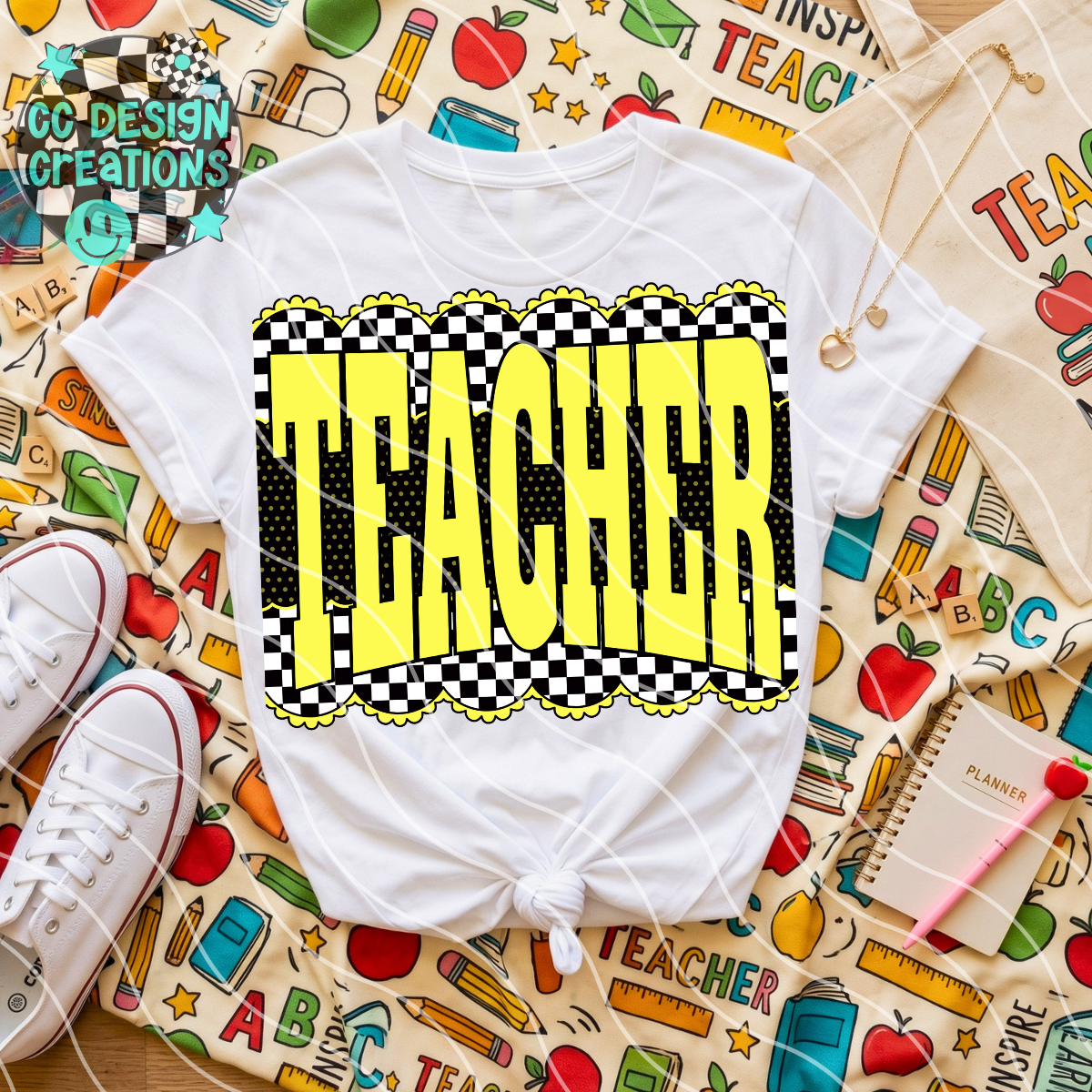 Neon Yellow Teacher PNG Digital Download