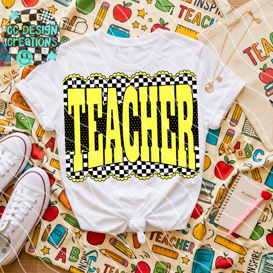 Neon Yellow Teacher PNG Digital Download